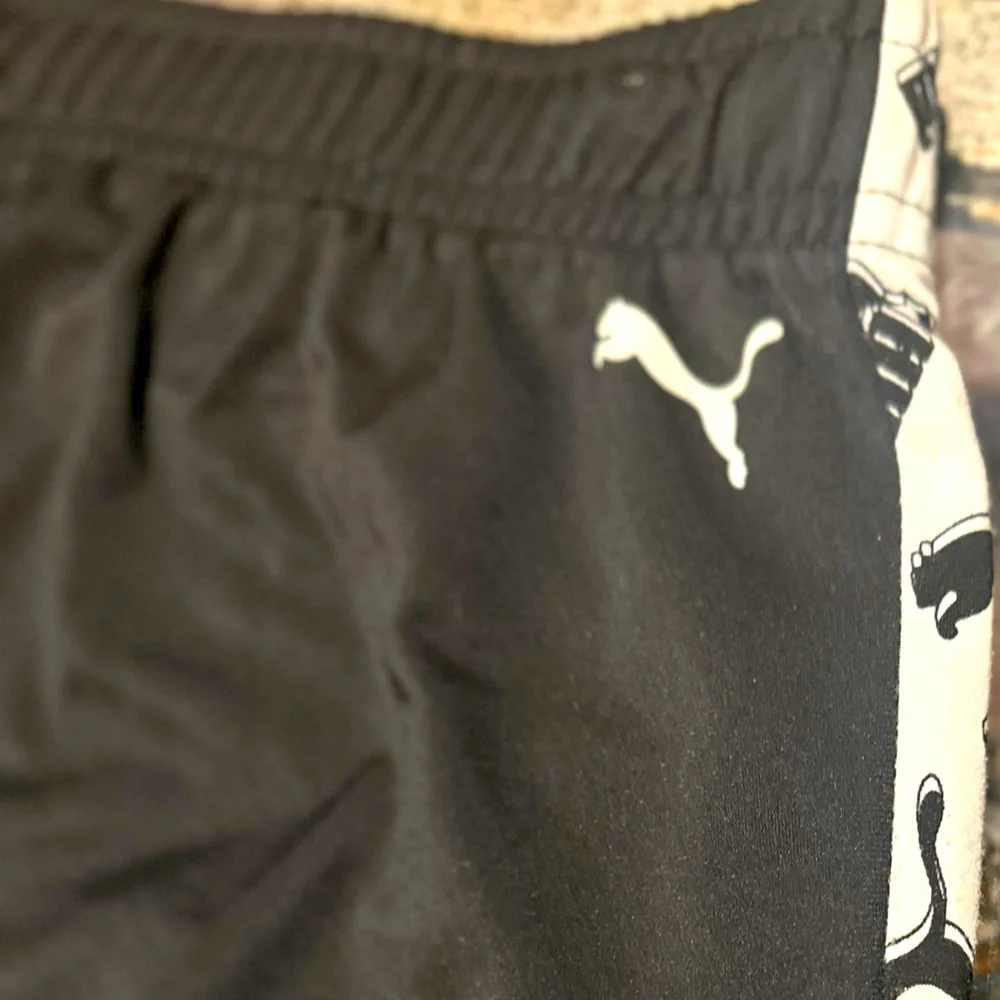 Puma Athletic Silky Black W White Stripe Pants Sweatpants Joggers Varsity 2XL - Picture 8 of 10